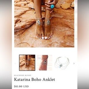 Anklet barefoot Sandals Foot Chain turquoise Anklets Beachsidebunny “Katarina”